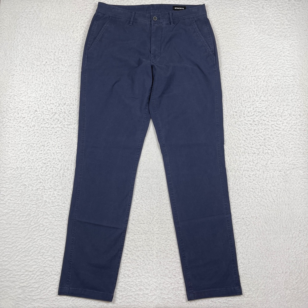 Bonobos Chinos Mens 32x34 Navy Blue Washed Athletic Fit Preppy Business Casual